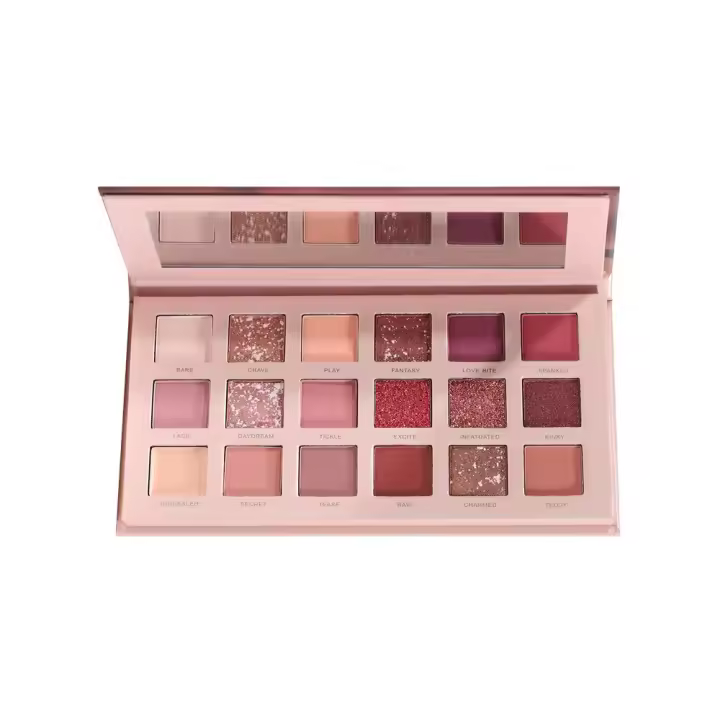 Paleta de 18 sombras de ojos perlados, Rosa del desierto, sombras de ojos de pareja, brillantes y terrosas de larga duración - 1