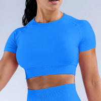Impact Crop Top Camisetas y Tops de yoga para mujer Color sólido Ajuste ajustado Traje de fitness suave para mujer Top de yoga Gimnasio Correr Ciclismo Traje - details 1