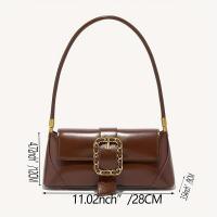 Bolso baguette retro vintage para mujer: elegante bolso de hombro marrón con correa de cadena en tono dorado, cierre magnético y forro de poliéster para uso diario, bolso novedoso - details 11