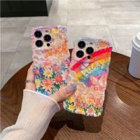 Funda de iPhone 15 Pro Max Pintura al Óleo de Luz Azul Arco Iris Flor Mariposa - details 51