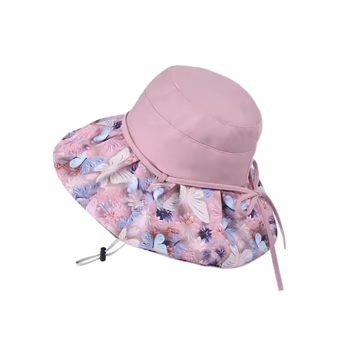 Nuevo sombrero de pescador transpirable con ala grande Sombrero de protección solar Montañismo al aire libre y pesca Sombrero para el sol Impermeable Secado rápido Flor rota Rosa - 1