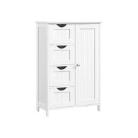 Armario de Pared para Baño, Armario Colgante, Armario de Almacenamiento con Estante Ajustable, Puertas de Doble Persiana y Estante Abierto, 20 x 60 x 70 cm, Blanco BBC27WT - details 8