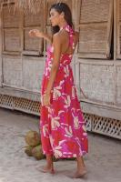 Vestido largo acampanado estampado sin mangas con cuello colgante de verano 2025 para mujer - details 4