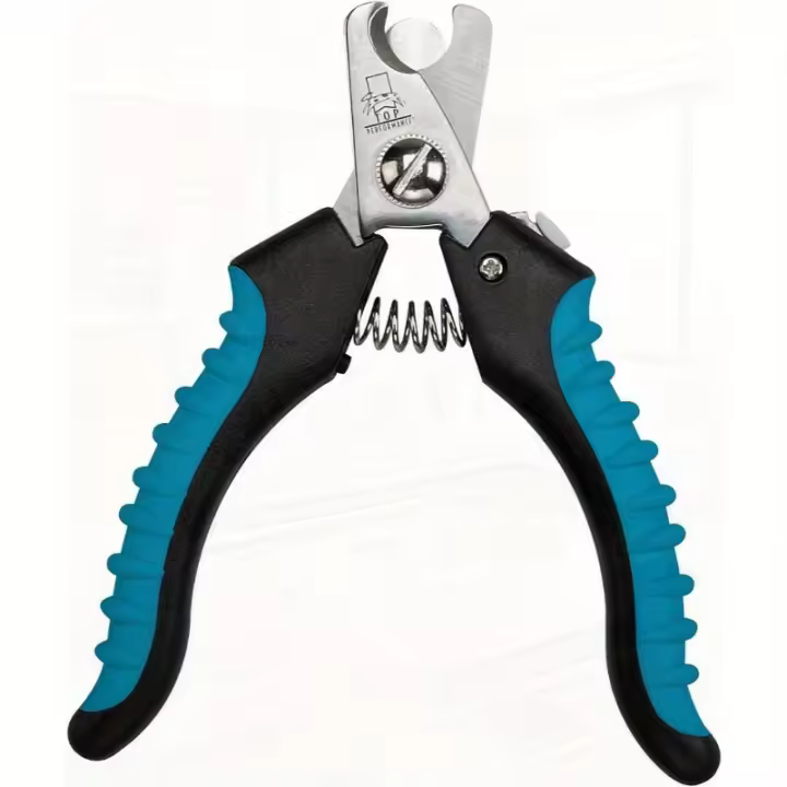 Cortauñas profesional para mascotas de alta resistencia con agarre ergonómico - Pequeño (para gatos, perros pequeños) - Cuchillas de acero endurecido, protector de seguridad - Base antideslizante - Aseo profesional y doméstico - Diseño negro y verde azula - 1