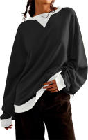 Sudaderas con capucha de manga larga para mujer, abrigos de talla grande, camisas deportivas, Tops, jersey de colores de montaje, Otoño e Invierno - details 7