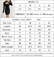 Vestidos huecos para minifaldas de manga larga de punto recortados para mujeres - details 0