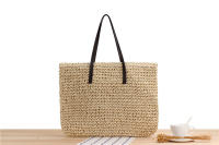 Bolso tejido de cuerda de papel informal de gran capacidad, bolso de hombro japonés y coreano, bolso tejido a mano de color sólido, bolso de viaje a casa de la serie Mori - details 0