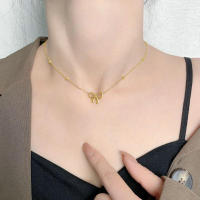 Collar de mujer con lazo premium de lujo ligero simple y versátil de acero inoxidable Black King - details 5