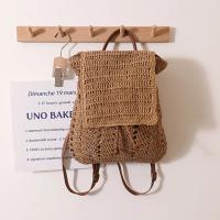 Mochila de paja para mujer, bolso de hombro hueco bohemio, bolsos de viaje tejidos de ganchillo para mujer, paquete de playa de punto - details 9
