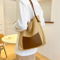 Bolso de mano de punto ahuecado de paja, bolso de hombro hecho a mano de gran capacidad, bolso de playa informal de diseñador para mujer - details 4