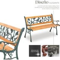 Banco de Jardín Exterior, Madera Lacada y Hierro Fundido, Diseño Elegante, Resistente y Estable, Patio y Terraza - Floral - details 5