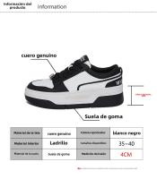 Zapatos blancos de plataforma de cuero, nuevas zapatillas versátiles en blanco y negro, zapatos de tablero de panda que aumentan la altura - details 0