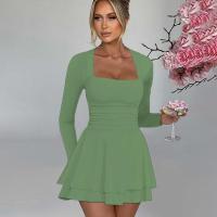 Vestido corto de manga larga con volantes para mujer, elegante y elegante, cuello cuadrado, ropa de fiesta, nuevo, oferta - details 15