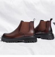 Botas Chelsea de cuero británico para hombre, botas de cuero de caña alta de lana, botas versátiles de moda. - details 9