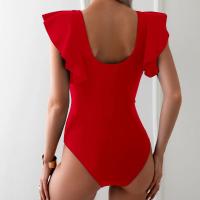 Traje de baño para mujer 2024, tendencia, Control de barriga, cuello en V, Bikini Sexy, trajes de baño fruncidos, traje de baño ajustado con manga con volantes - details 29