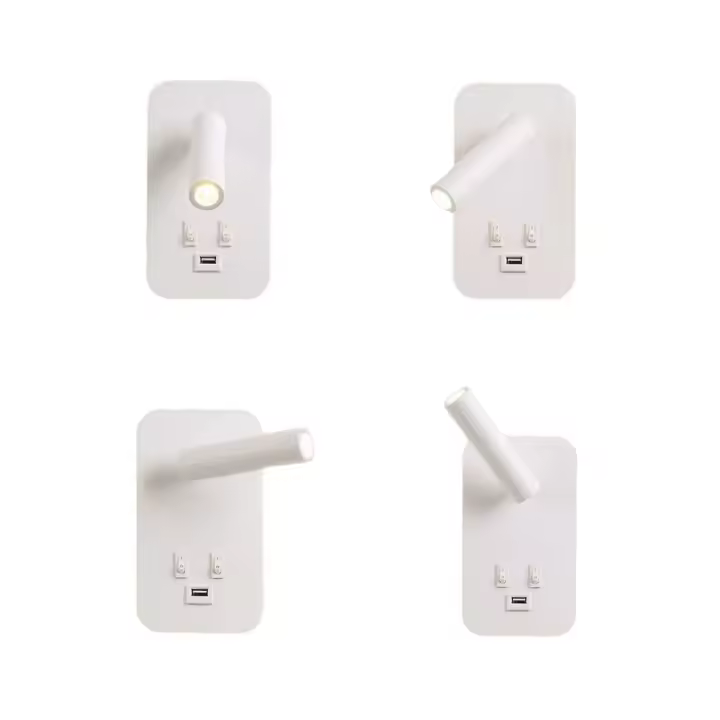 Luz LED de pared con interruptor para lectura de cabecera, puerto de carga USB, iluminación de estado de ánimo ajustable para dormitorio, luz Natural de 3W + lectura - 1