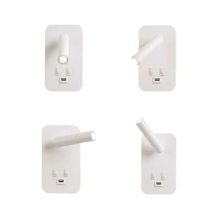 Luz LED de pared con interruptor para lectura de cabecera, puerto de carga USB, iluminación de estado de ánimo ajustable para dormitorio, luz Natural de 3W + lectura - 1