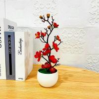 Simulación de estilo chino para decoración de mesa, plantas artificiales de invierno con maceta, para sala de estar, armario, 1 unidad - details 3