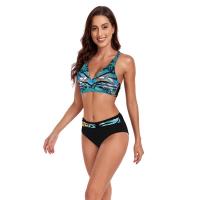 Traje de Baño de Dos Piezas Estilo Vintage Tanga Alto con Impresión Retro Material de Dacron - details 4