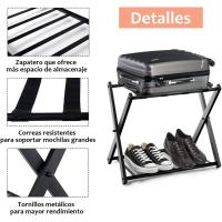 Equipaje de Almacenamiento Plegable de 2 Pisos Soporte para 2 Maletas Negro 68x44x57cm Paquete - details 5