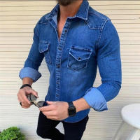 Camisa informal de mezclilla de manga larga para hombre - details 2