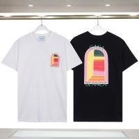 Camiseta Deportiva de Algodón Puro para Hombres Cuello Redondo, Estampado de Logotipo Delantero, Estilo Casual para el Verano - details 13