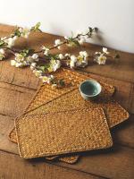 Manta de Mesa de Paja de Mar Natural Tejida a Mano Rectangular de Ratán Posavasos de Té de Paja - details 13