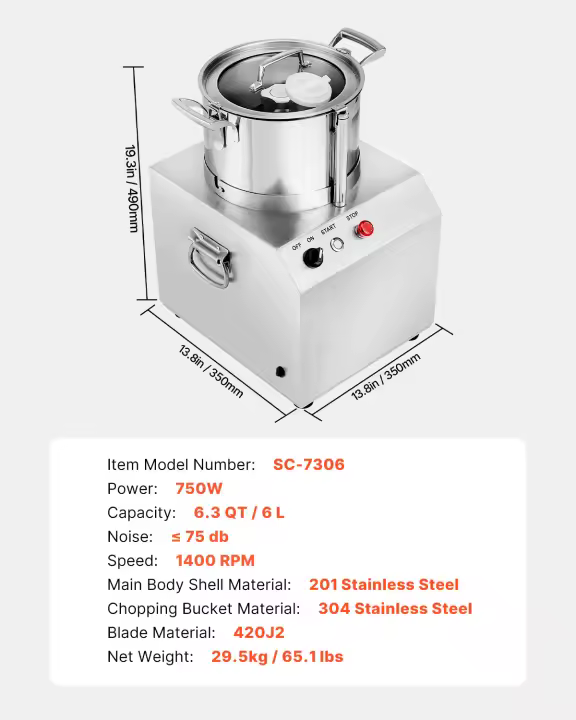 SucceBuy Procesador de alimentos y picadora de verduras, acero inoxidable, cuchillas adicionales, ideal para diversos ingredientes, gran capacidad - 1
