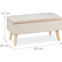 Terciopelo40 LAcolchadoPatas MaraAsiento Almacenaje41x80x40 cmCrema - details 2