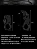 Cuchillo de bolsillo EDC portátil para exteriores, Mini cuchillo con forma de pata de zorro, abridor de estuche, collar - details 6
