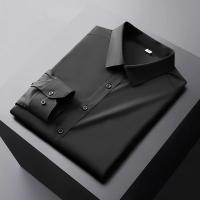 hombre manga larga ropa hombre Nueva camisa informal de negocios de manga larga de Color sólido para hombre, resistente a las arrugas, cómoda, versátil para todas las estaciones - details 3