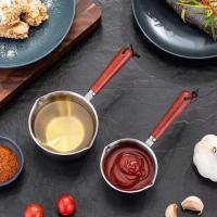 Olla pequeña de acero inoxidable con mango de madera, rociador de aceite caliente, cocina doméstica, multifunción, Mini olla de leche, sartén de salsa - details 0