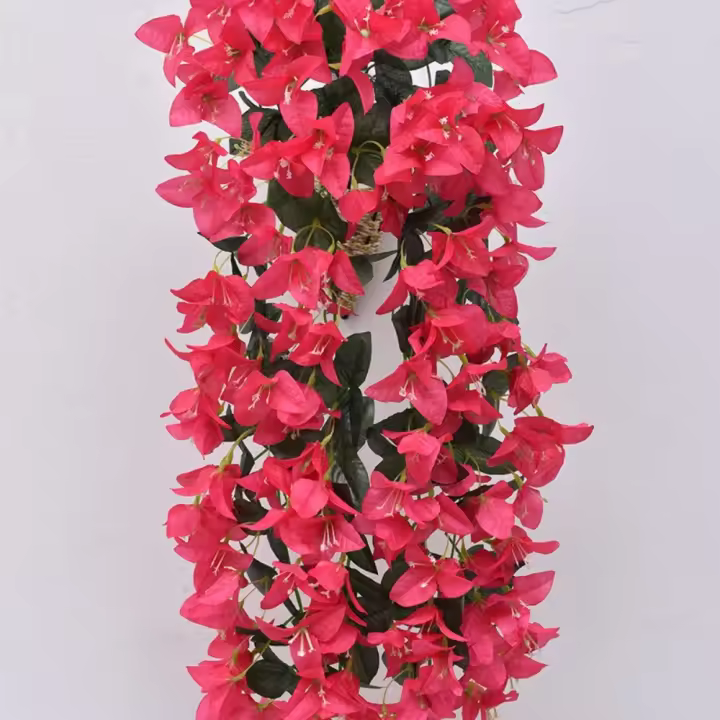 Bougainvillea artificial realista de seda sintética, resistente a los rayos UV, flores artificiales, planta de larga duración, decoración de verano, enredaderas de buganvilla - 1