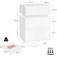 Piezas Mesita Noche con Estación de Carga, Mesita Noche con Luz LED, 2 Cajones, 2 Puertos, 2 Enchufes, Mesita Noche para Dormitorio, Blanco, NTS23ws-2 - details 2