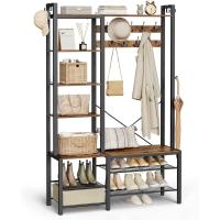 Perchero con Banco Zapatero 5 Estantes de Almacenaje y 9 Ganchos para Ropa Tamaño 40 x 120 x 190cm - details 14