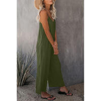 Mono informal de verano sin mangas con pernera ancha para mujer, pantalones de color liso con peto, mono culotte con bolsillos - details 2