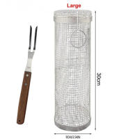 Cesta de Barbecue de Acero Inoxidable para Camping al Aire Libre con Malla de Alambre y Garfork Portátil Herramientas de Barbacoa Redonda - details 8