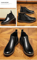 Botas de cuero de estilo británico para hombre, zapatos cortos sin cordones, versátiles, a la moda, estilo Chelsea, talla grande - details 4