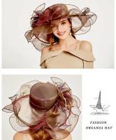 Elegante Sombrero de Derby de Organza Rosa Largo y Ancho con Estilo Floral - details 4