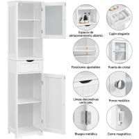 Auxiliar Cocina Puerta Cristal Estrecho 40x30x170 cm Blanco - details 3