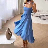 Vestido largo elegante con cintura estilo correa y cuello cuadrado novedad de verano 2025 - details 0