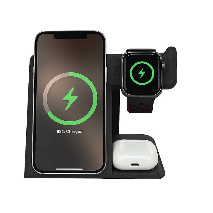 Almohadilla de carga inalámbrica rápida de 10 W para iPhone Samsung – Base de carga delgada con certificación Qi AU - 1