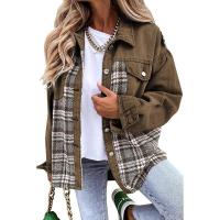 Chaqueta vaquera con estampado a cuadros para mujer, abrigos informales, tops de retazos, chaquetas femeninas, moda de invierno - details 2