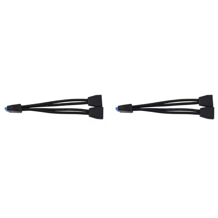 Mini USB 3,0 pequeño, cabezal de Extensión interna de 19/20 pines, 1 a 2 adaptadores, Cable divisor para placa base, 2 uds. - 1