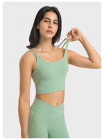 SHINBENE-sujetadores de gimnasio para mujer, ropa deportiva sin aros con tirantes, larga, talla grande, sensación desnuda - details 11