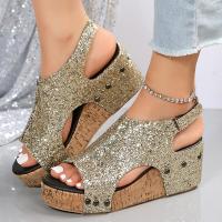 Sandalias de tacón de cuña para mujer, zapatos de verano, zapato de tacón alto para mujer - details 1