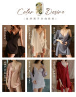 Grandeur Plus Size Sexy Color sólido Encaje Bordado Bata Cardigan Vestido de corte bajo Conjunto de ropa de descanso - details 4