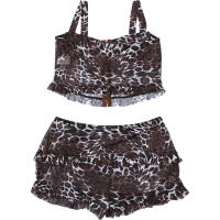 BUNO-Conjunto de 2 piezas con estampado de leopardo para mujer, camisola corta con hebilla a la moda y pantalones cortos ajustados, trajes finos y atractivos para mujer - details 9