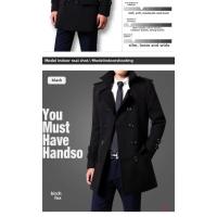 Abrigo de lana para hombre, estilo coreano, informal, doble botella, ajustada, a la moda, otoño 2024 - details 2