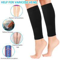 Mangas de compresión de pantorrilla altamente elásticas para hombres y mujeres, Mangas de soporte de pantorrilla para alivio de calambre de piernas, venas varicosas, correr, 1 par - details 2